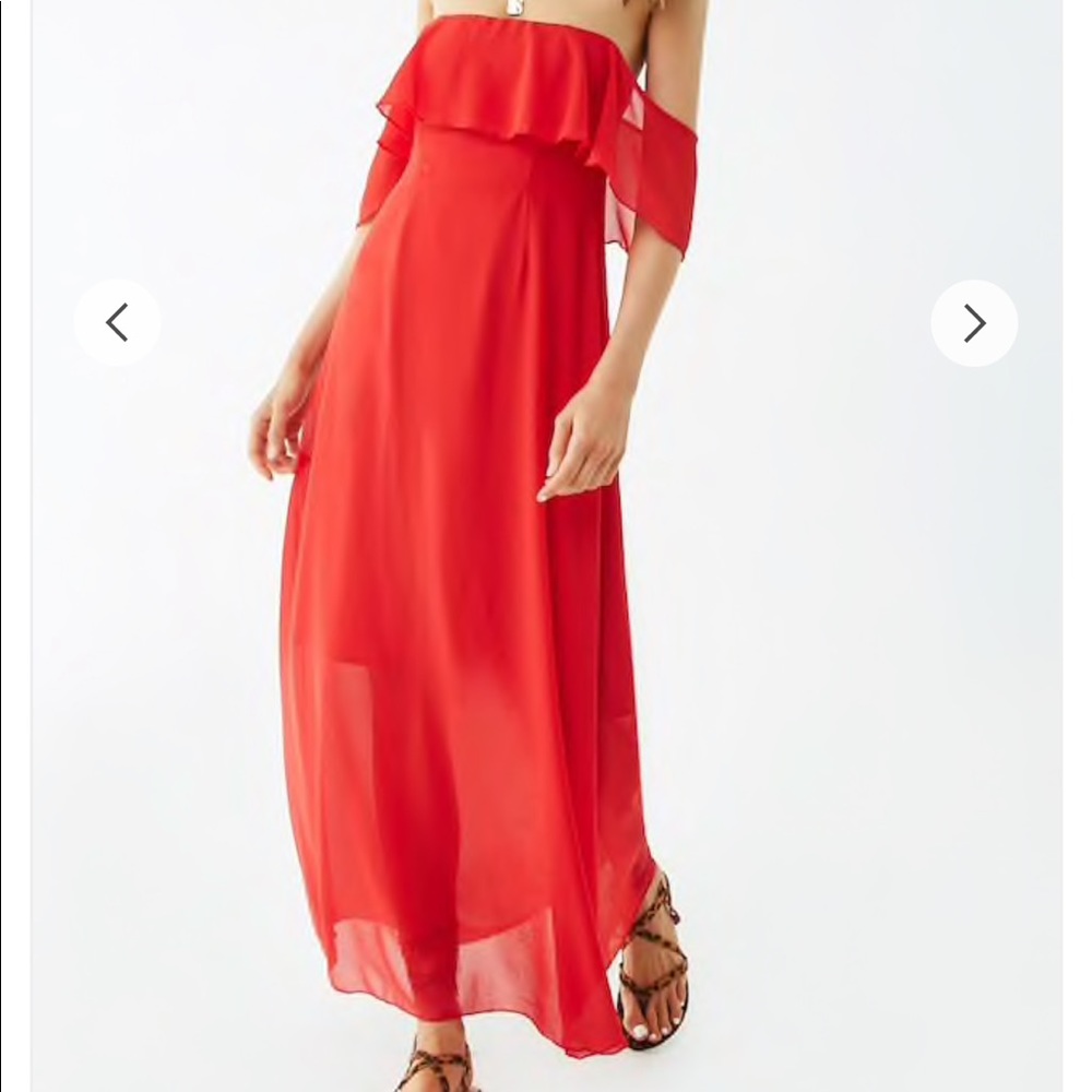 Forever 21 off shoulder flounce maxi dress NWT
